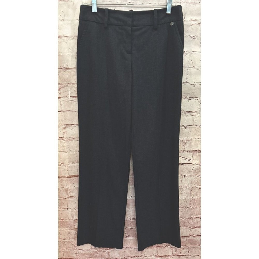 Trina Turk Womens Career Dress Pant Gray Mid Rise Straight Leg Flat Front Size 2